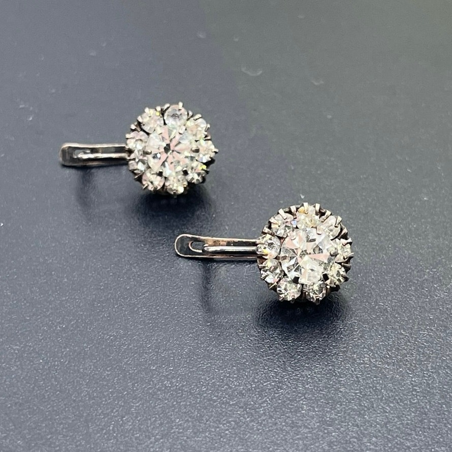 Vintage Ussr Gilt 21k Gold Soviet Sterling Silver 875 Rock Crystal Earrings